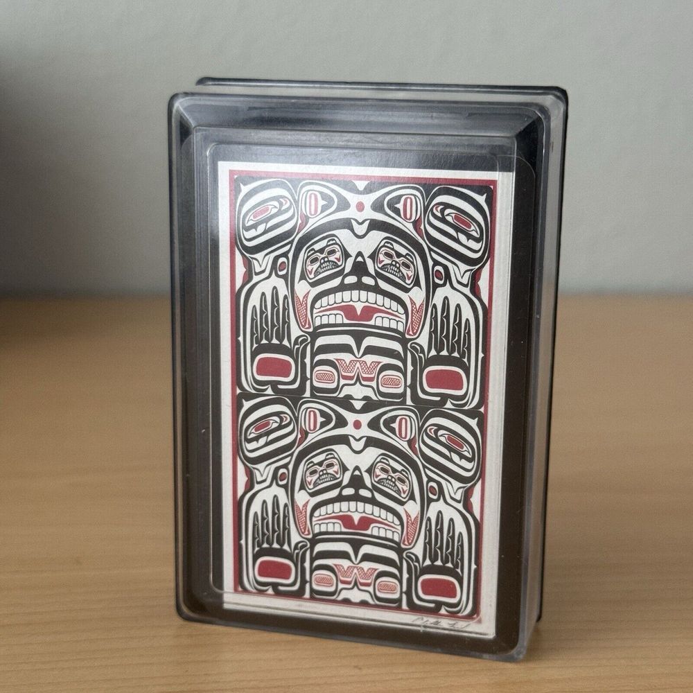 Vtg Clifton Fred Art Deck Playing Cards Gift Set Red First Nation‎ Totem Bear